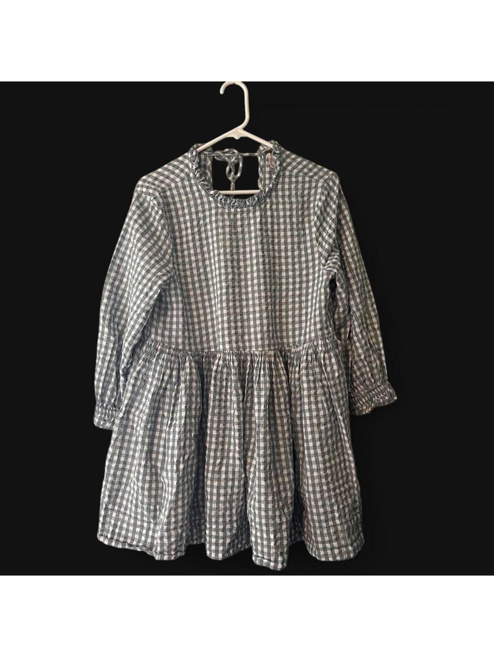 Free People FP Beach Green & White Gingham Peter Pan Collar Mini Dress Small - Picture 5 of 7